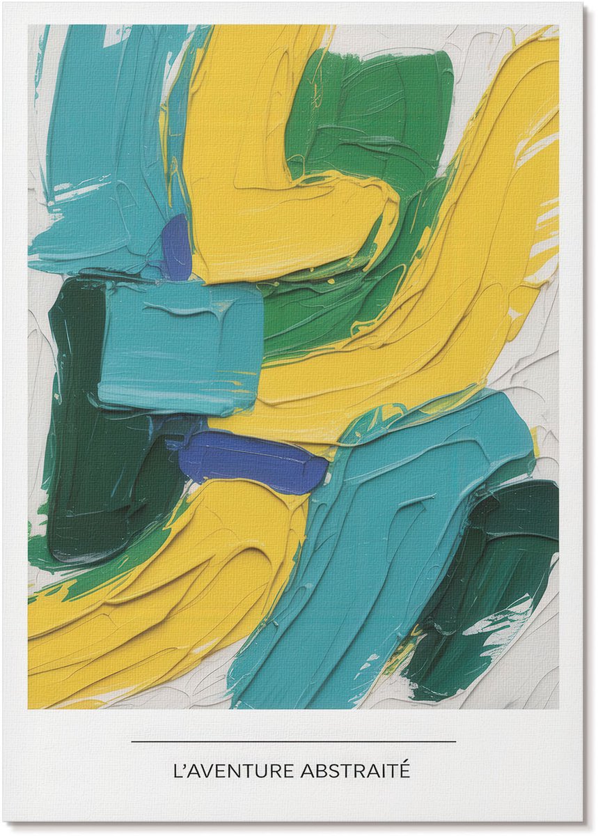 Tulup Polycanvas Poster - Kleurrijke Abstractie, Schilderen - A4 - Geel Wanddecoratie - Rechthoek - Kunstposter - Woonkamer, Slaapkamer, Kantoor - Expressief