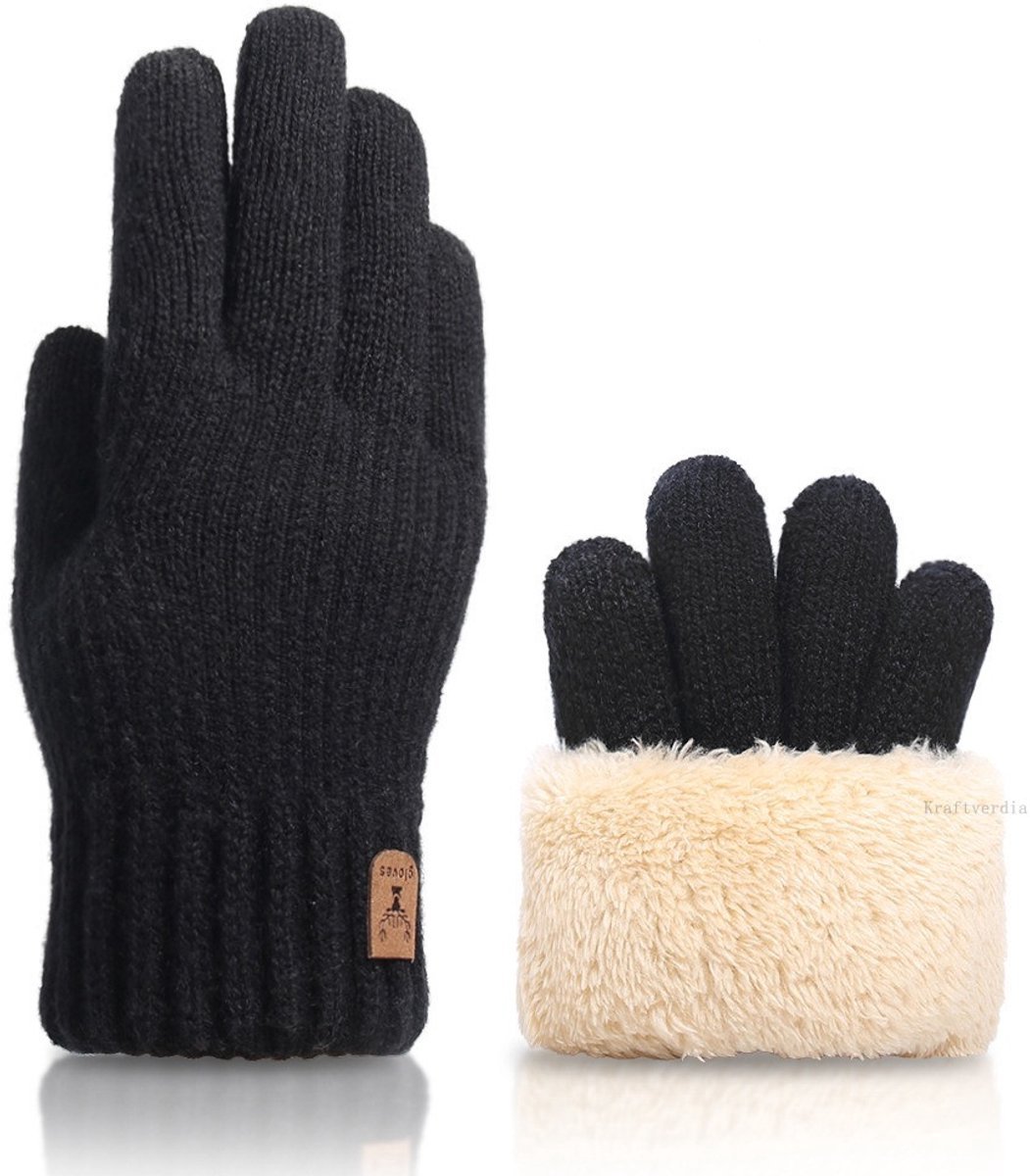 casalora - Warme Winterhandschoenen - Touchscreen thermische fleece gevoerde handschoenen - Elastische Manchetten - Volledige Vingerbedekking - Geschikt voor Dames en Heren Unisex - One Size - Zwart