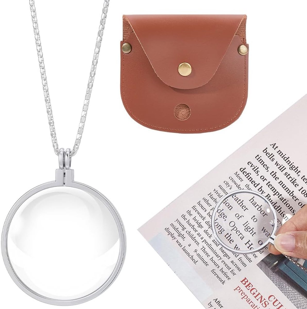Draagbaar Vergrootglas met Lange Ketting 5X - Optische Loep voor Lezen, Bibliotheek en Sieraden Geschenk