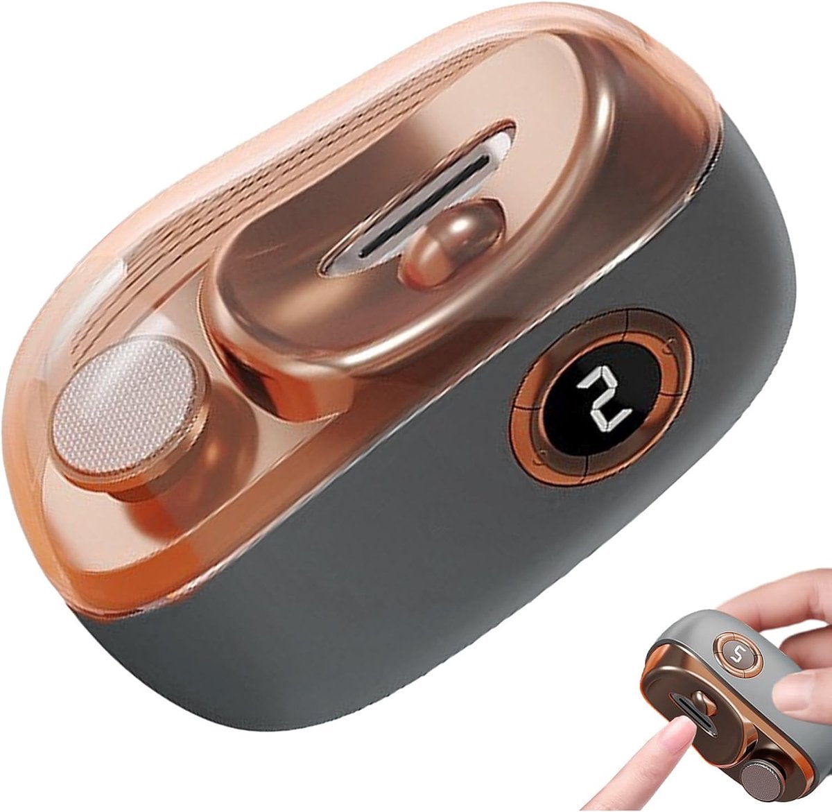 casalora - Elektrische Nagelknipper - Nagelfrees - USB oplaadbare nageltrimmer - Met LED-verlichting - 3 snelheidsstanden - Met opvangfunctie voor de afgeknipte stukjes - Unisex - Grijs