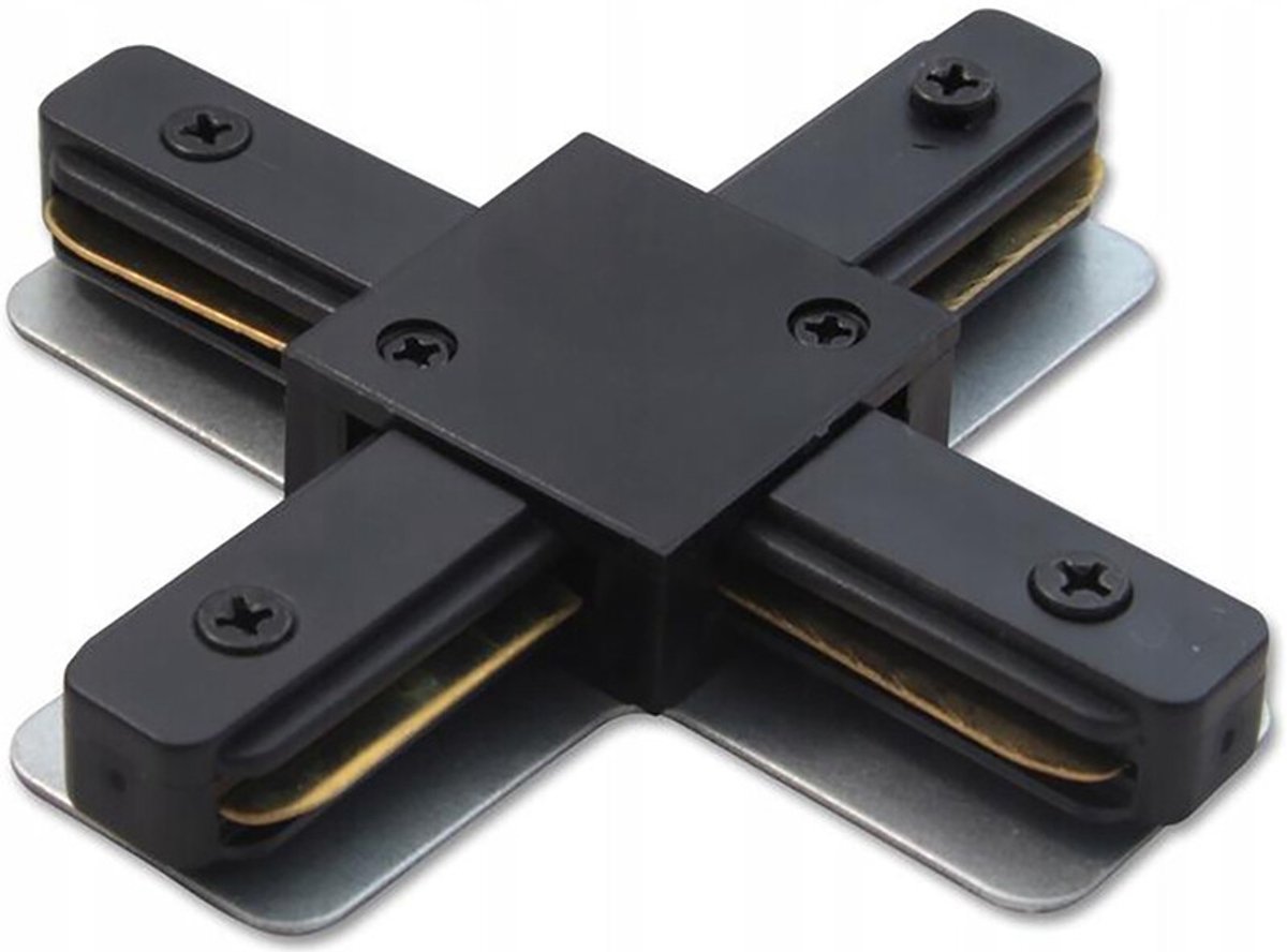 Spanningsrail Doorverbinder - Prixa - X Kruis Koppeling - 1 Fase - Zwart