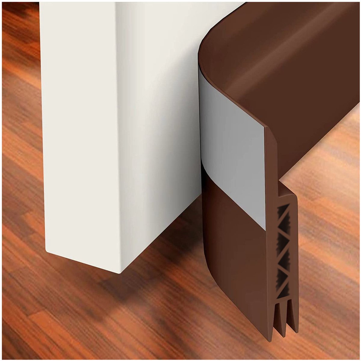 Isolerende deuronderstrip, geluidsdichte tochtstopper 100 cm, deurafdichting voor entree, bruine koudeluchtstopper