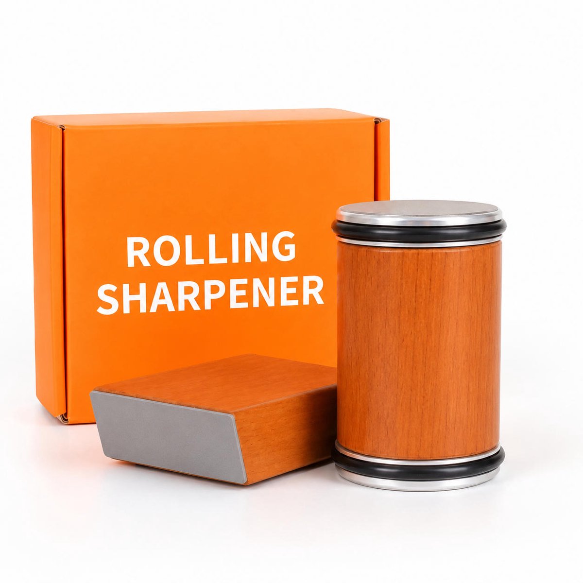 Rollende messenslijper set met beukenhouten handvat, wolfraamstalen roller en 46 um diamantschijf