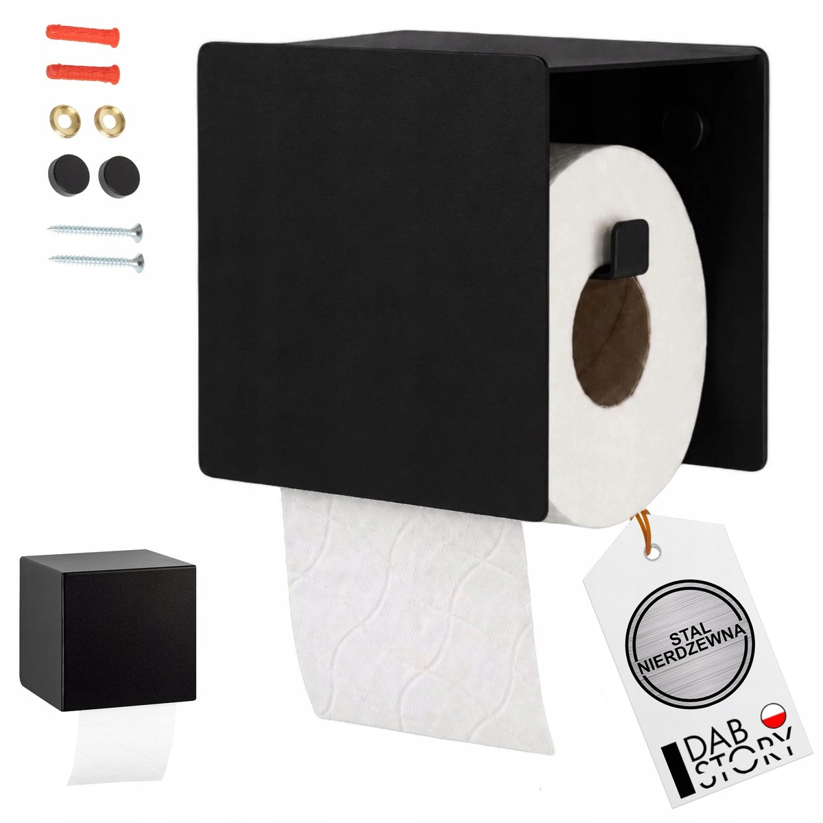 Zwarte Toiletrolhouder met Plank - RVS Wandhouder