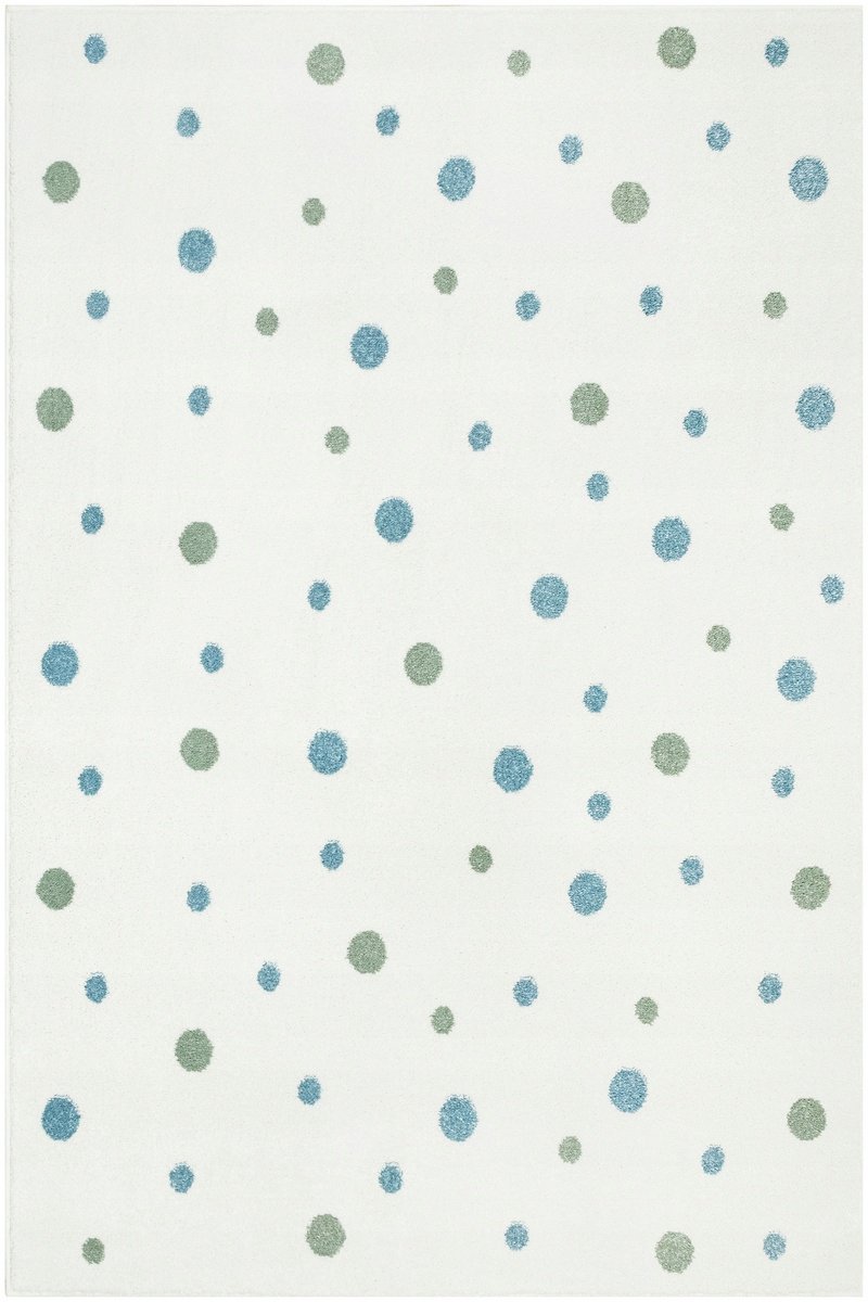Zacht Kinderkamer Tapijt - Blauw, Groen, Crème Stippen - 120x170 cm