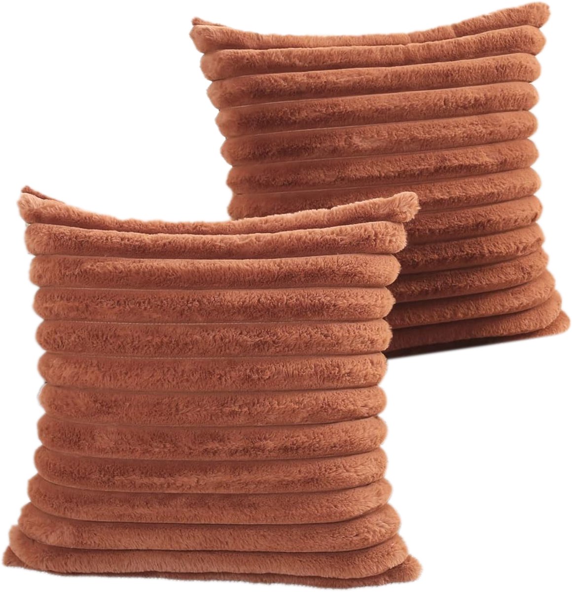 DESMIU Kussenhoes Fluweel 45 X 45 Cm Zacht Met Verborgen Rits En Kwastdetails Bruin Voor Bank Bed Stoel Auto En Kantoor