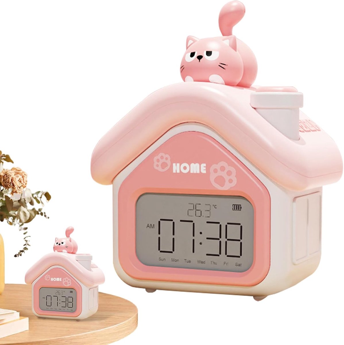 Leuke digitale wekker voor kinderen - led-nachtweergave, intelligent apparaat voor alle kleine kinderen - roze