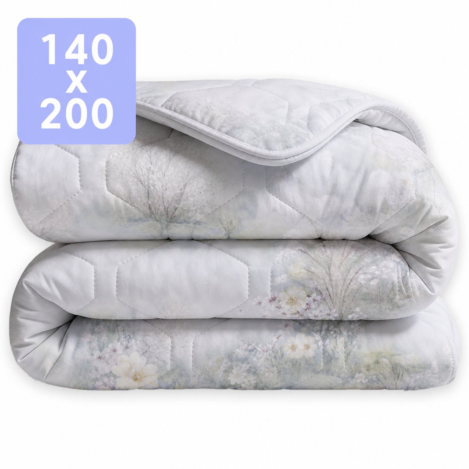 HappyBed Dekbed zonder overtrek 200x220 - 100% Katoen - Wasbaar Dekbed - Bedrukt dekbed zonder hoes - Hoesloos Dekbed - Tweepersoonsdekbed - Flowers