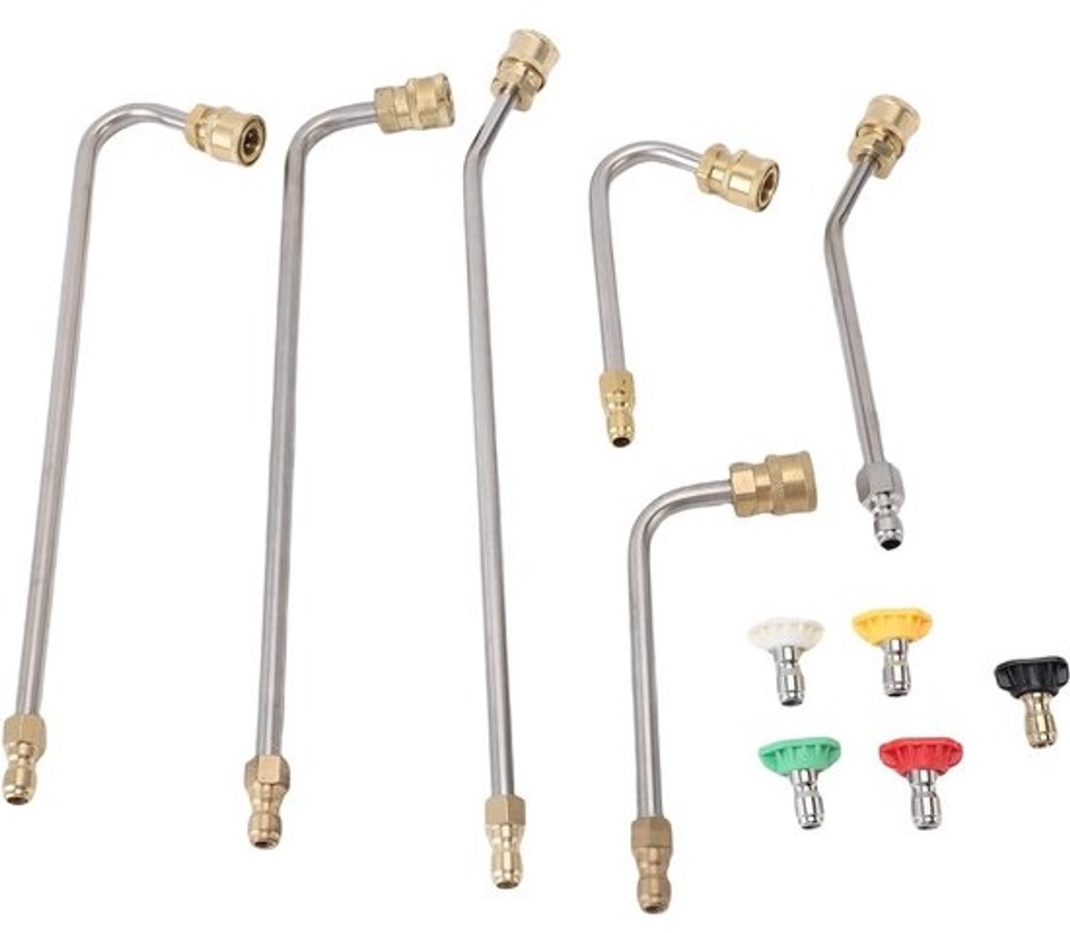 Hogedrukreinigerverlengstuk - Sproeierset - Voor terrasreiniging - Roestvrij staal - 42 cm - Zilver