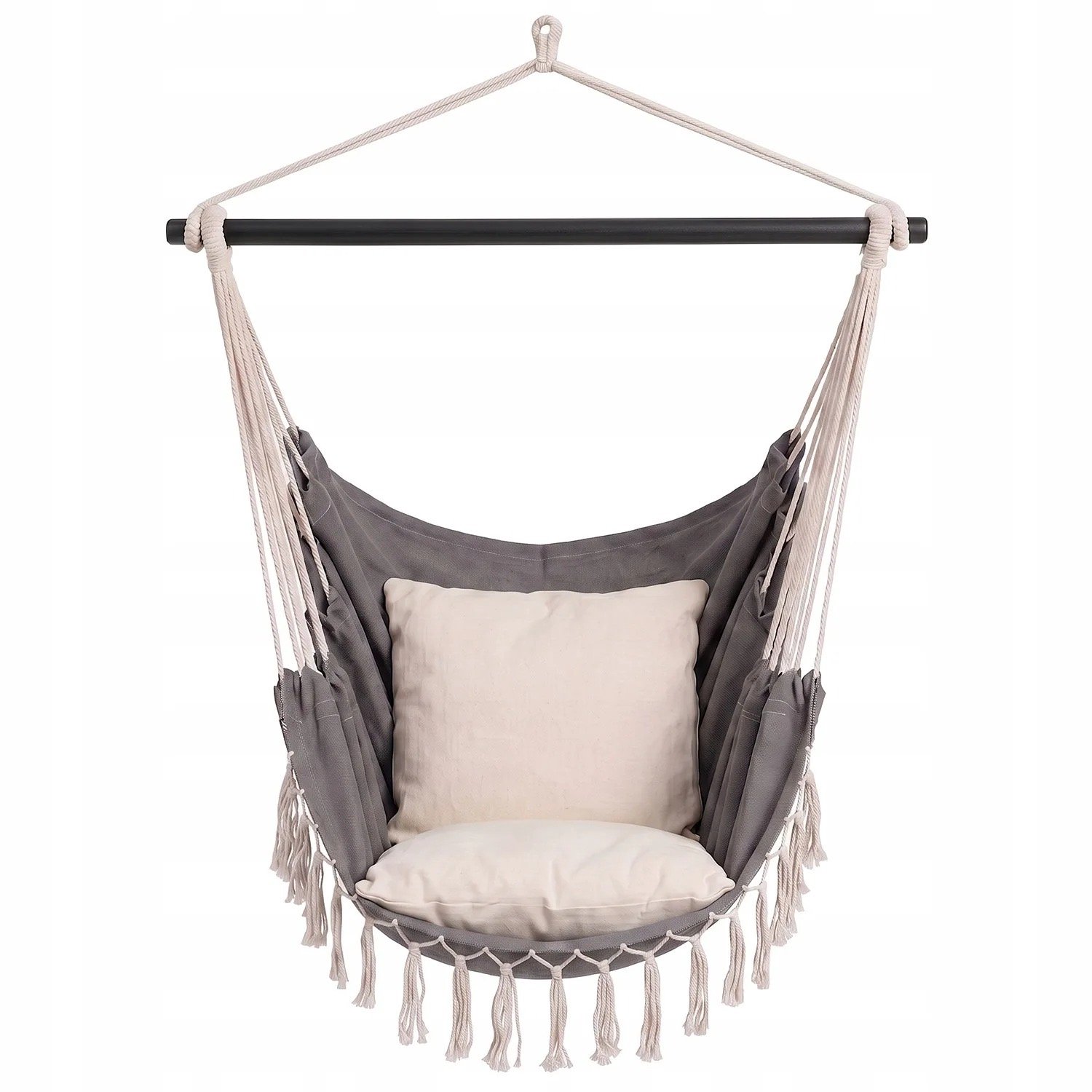DPLUNIQ Hangstoel - Tuinstoel - Schommelstoel - Hangmat - 100x130cm - Max 150kg - Incl. kussens - Hangend - Polyester - Grijs