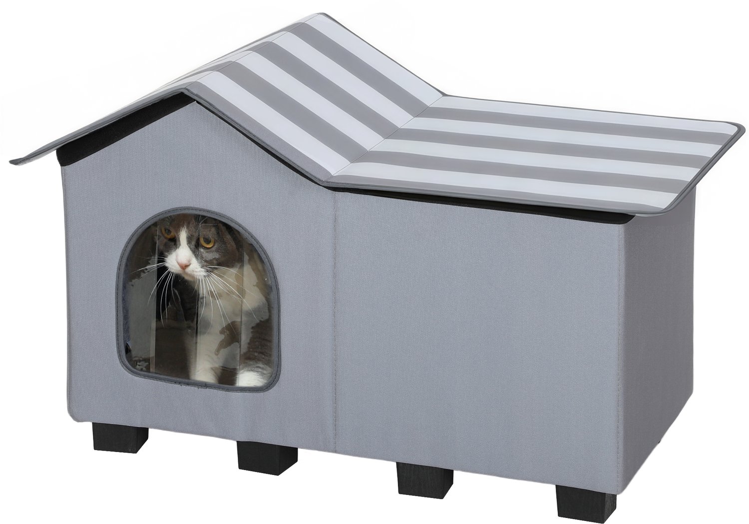 PawHut Cat House-Kunststoff, Oxford-Stoff-70 x 43 x 45 cm-Grau