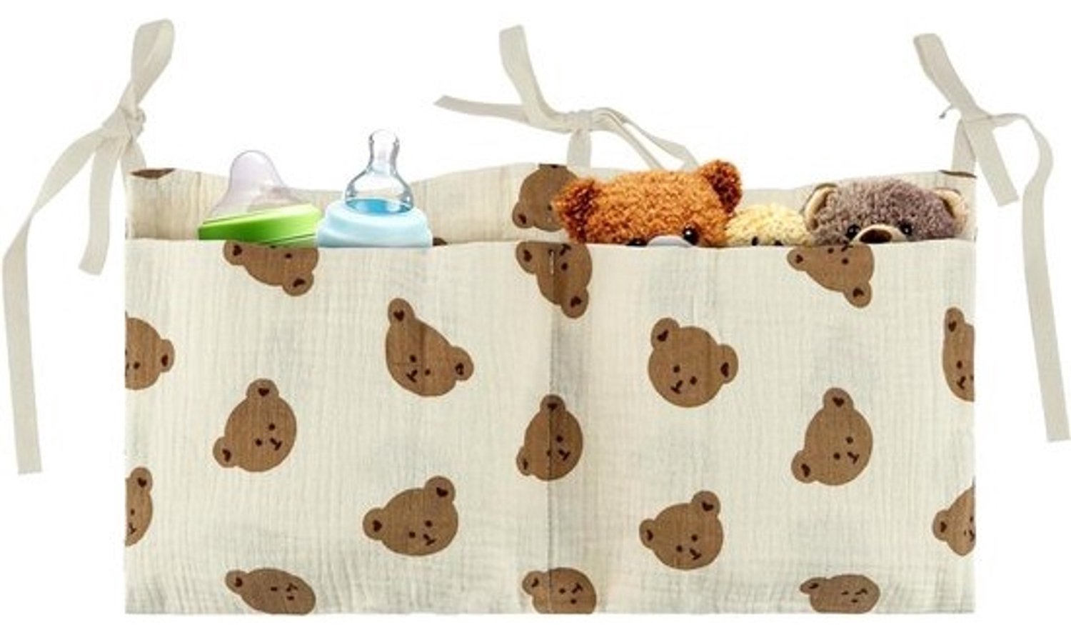 Organizer voor babybed - Opbergzak voor ledikant - Babykamer ordenen - Van puur katoen - 39 x 20 cm