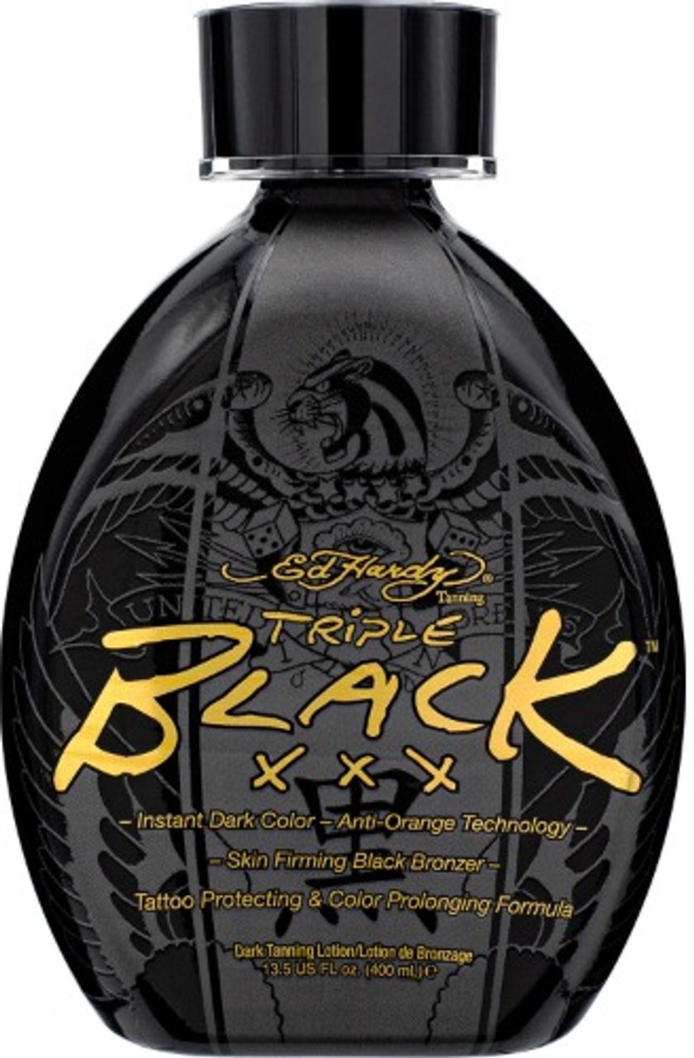 Ed Hardy Triple Black XXX - Zonnebankcrème met Bronzer - 400 ml
