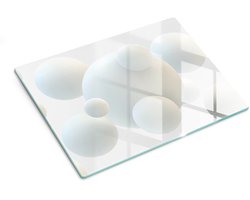 Wallfluent Glazen Snijplanken - Moderne 3D-Ballen Snijplanken Glas - 30 cm x 40 cm - Wit Snijplanken van Glas - Keuken Snijplank Glas - Design Glazen Snijplank Keuken - Antislip Keuken Snijplank Glas