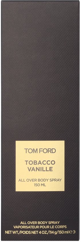 Donkerbruine verpakking van Tom Ford Tobacco Vanille body spray 150ml.