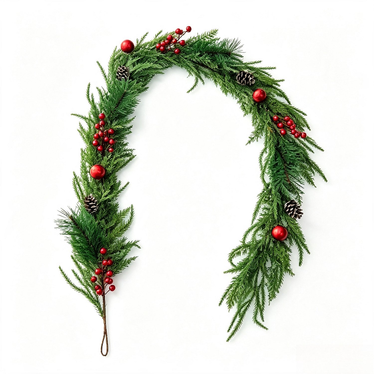 Kerstslinger (1,8 M) – Kunstdennenslinger Met Decoratieve Kerstballen, Bessen En Dennenappels – Geschikt Voor Schoorsteenmantels En Trappen