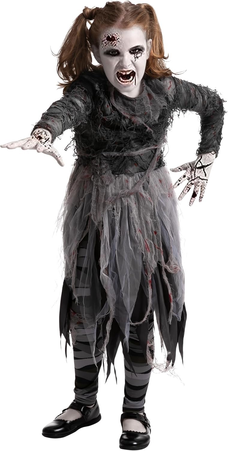 Spooktacular Creations zombiejurk met verbandprint voor meisjes - maat M