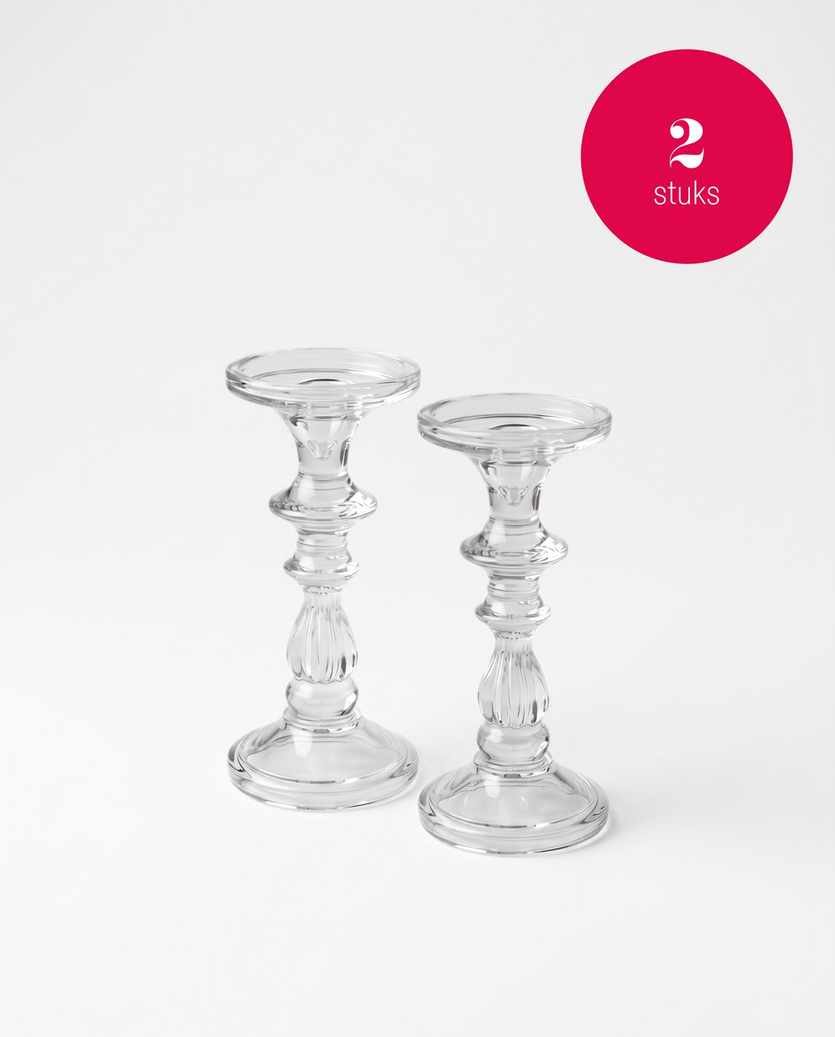 vtwonen Kandelaars - Glas - Transparant - Set van 2 - 10 x 21 cm Niet van toepassing