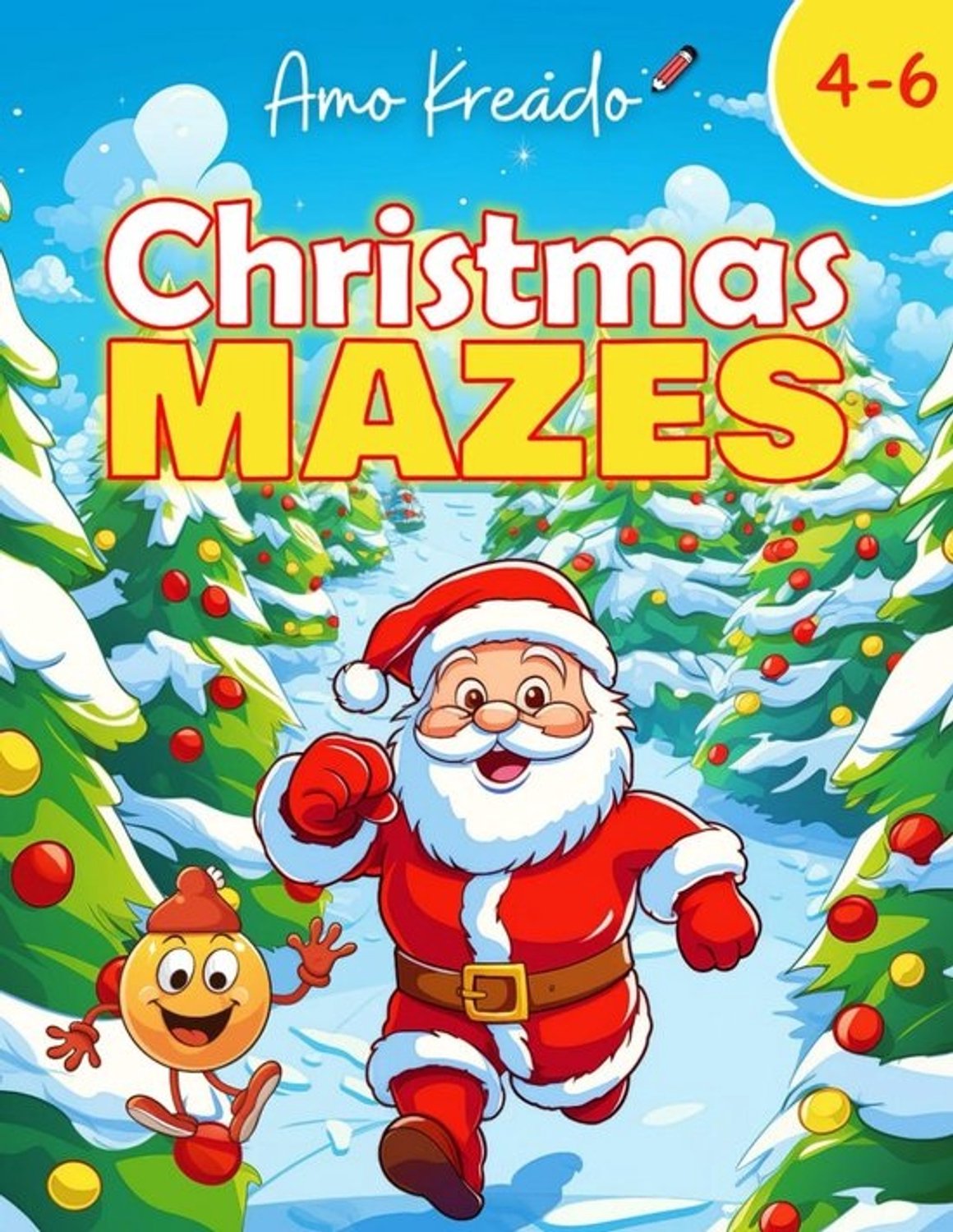 Kerst-doolhofpuzzelboek voor kinderen van 4-6 jaar - winteractiviteiten en spelletjes