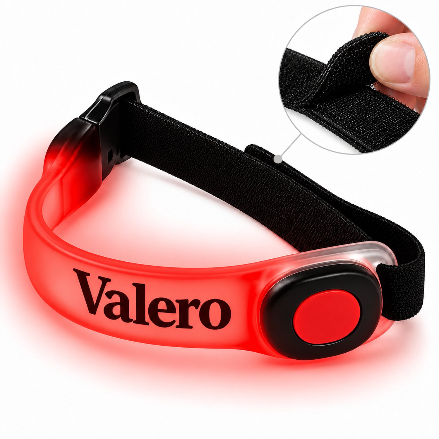 Valero Hardloopverlichting LED-armband (verlengd model) – water- & zweetbestendig hardlooplampje voor arm/been/tas, incl. batterijen – zichtbaar tot 300 m, rood
