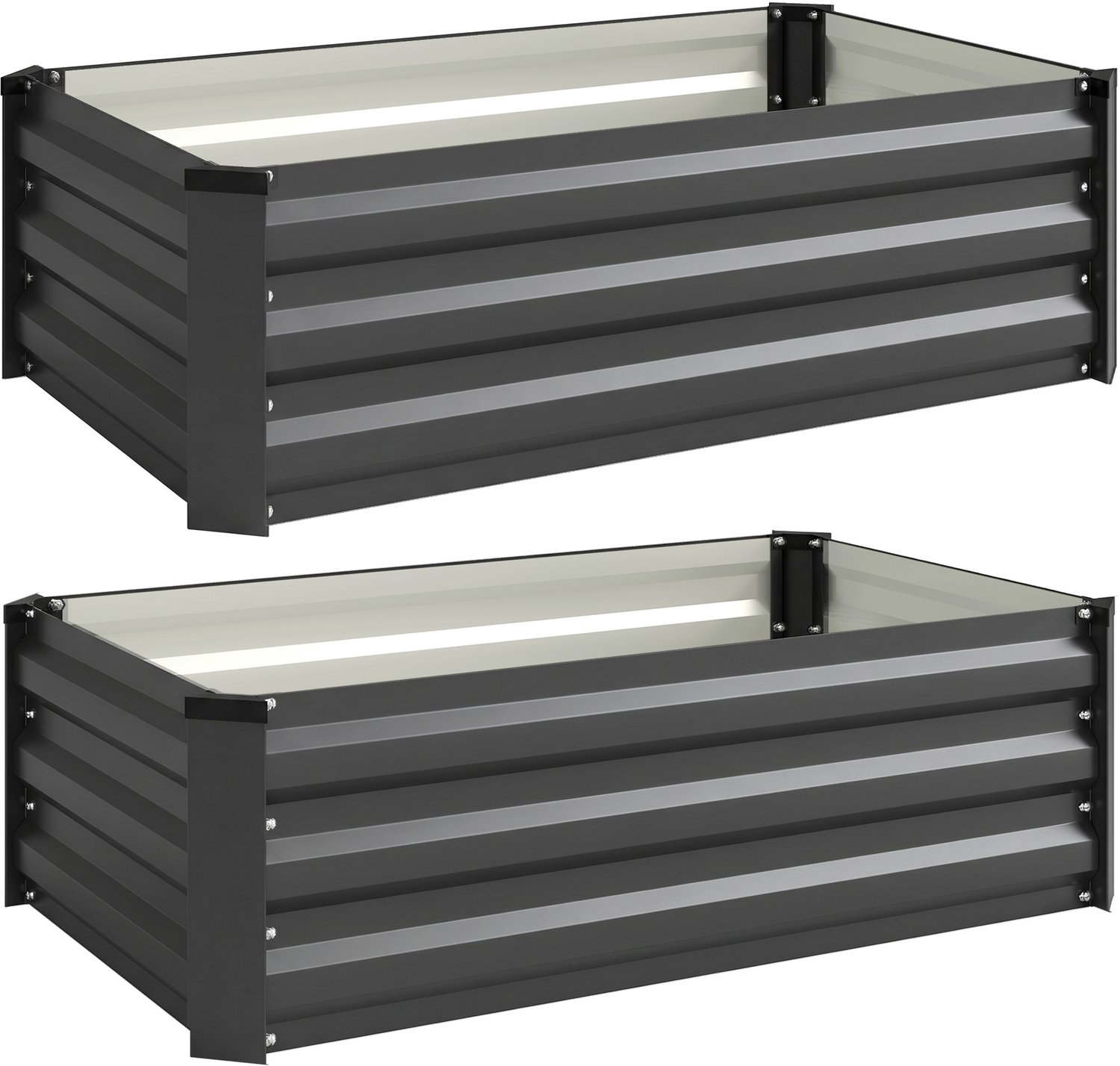 Sunona Hochbeet - Set van 2 stuks - Voor tuin, moestuin en planten - 100 x 60 x 30 cm - Donkergrijs