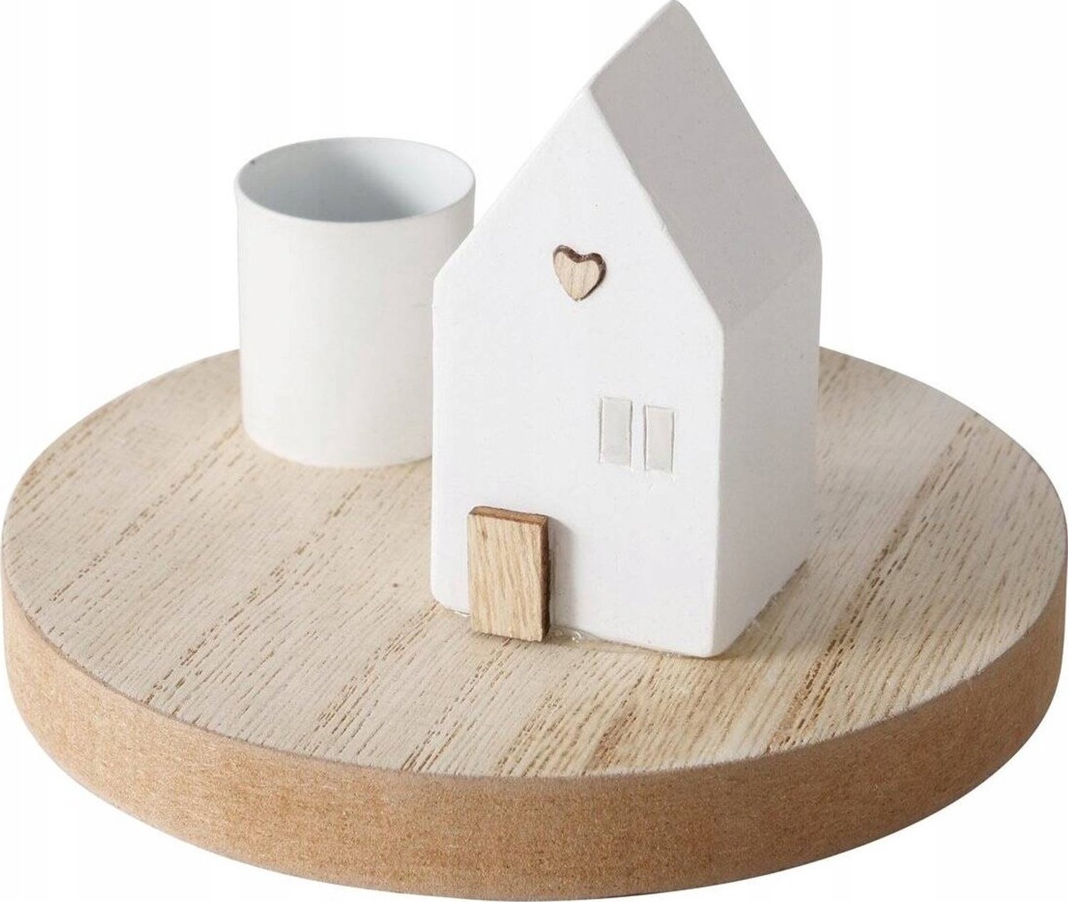 Boltze DOMICIL houder voor 1 kaars met huisje op voet - wit, 6,5 cm hoog