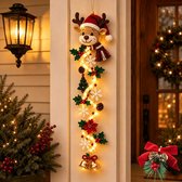 Kerstverlichting voor aan de deur –Verlichte kerstdeurhangers - Kerst begint bij de deur - feestelijke voordeurdecoraties -Kerstdecoratie voor aan de deur - Warm licht - 3D-details -ruimtebesparende verticale decoratie - rendieren