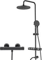 Auralum Max Regendouche RVS - Ø 25 cm - Handdouche met 3 standen - met Self-Cleaning Doucheset - Inclusief thermostaatkraan - Regendoucheset - Waterbesparend - Zwart