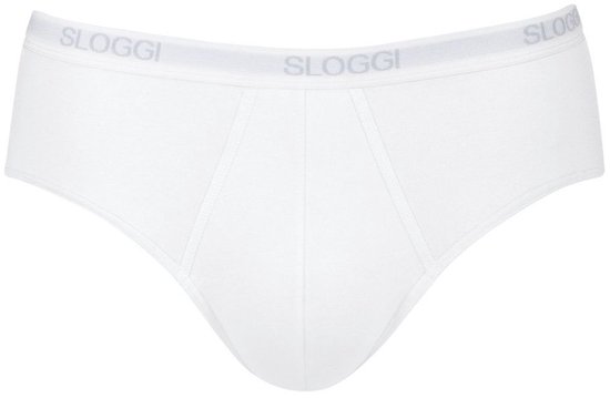 Witte Sloggi Midi-slip met elastische tailleband en Sloggi-merklogo.