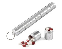 WiseGoods RVS Pillendoosje 7 Dagen - Waterdichte Pillendoos Organizer met Tasbevestiging - Medicijndoosje voor Medicatie en Supplementen
