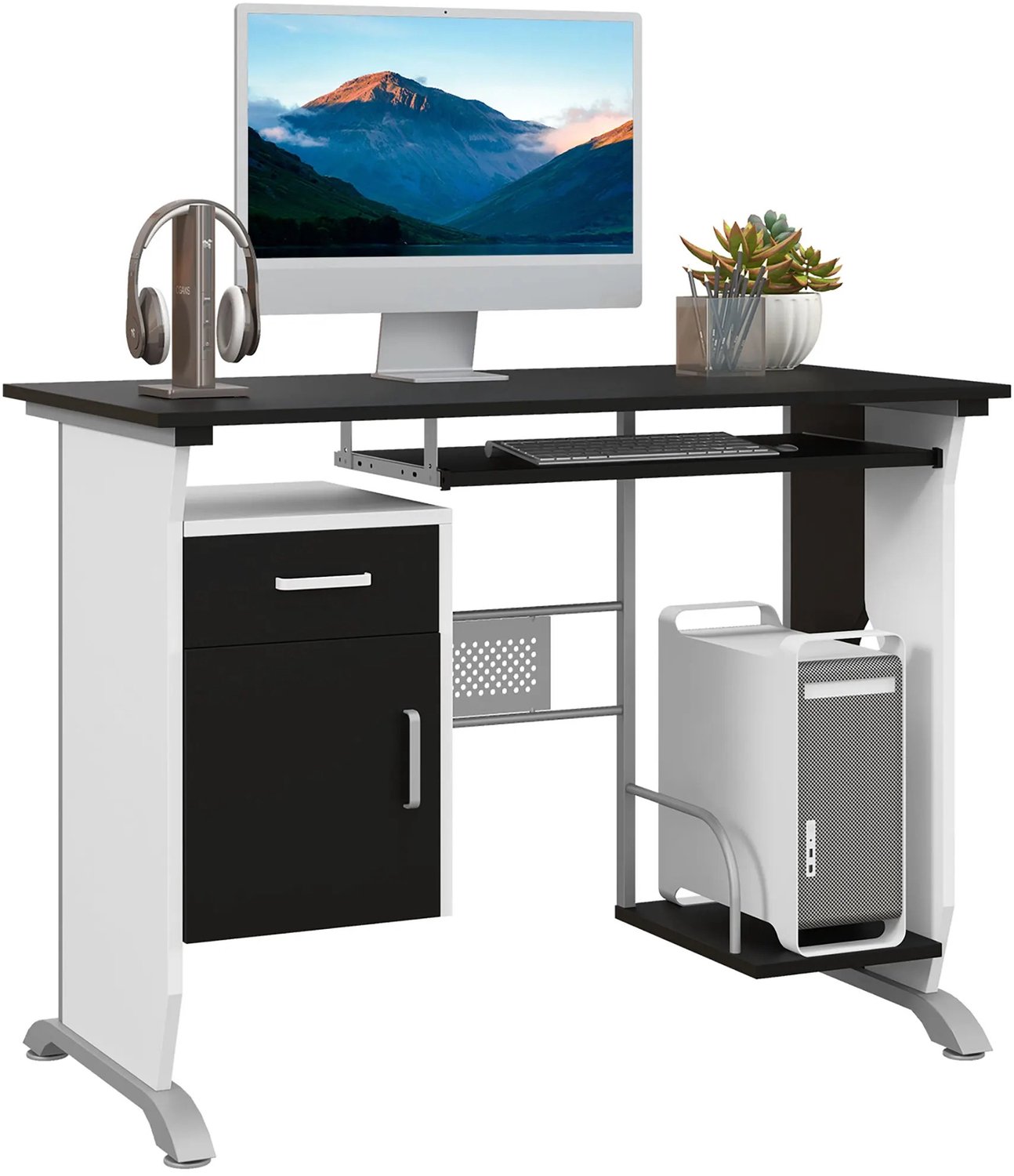 Atlasyx bureau - Tafel - Met lades - Bureautafel - Werktafel - Computertafel - Computerbureau - 100 x 52 x 75 cm - Zwart