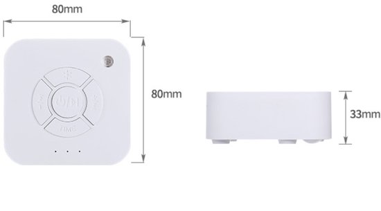 White Noise-slaapmachine – Geschikt voor volwassenen en baby's – 9 ingebouwde rustgevende geluiden – Oplaadbaar – Voorzien van LED-ademhalingslicht – Timerfunctie – Geschikt voor thuis, op kantoor, op reis (Wit – 8 x 8 x 3,3 cm) — afbeelding 2
