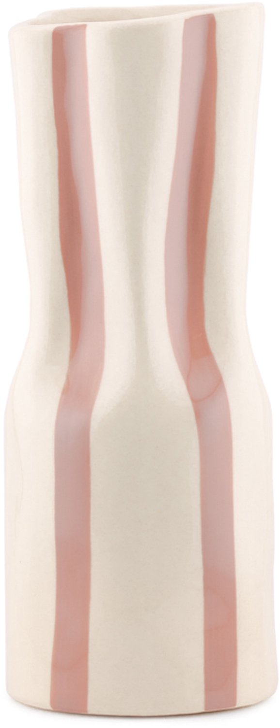 Aardewerk vaas beige gestreept