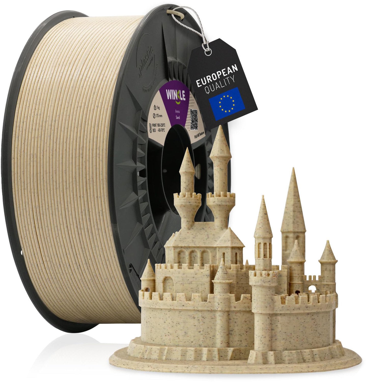 Winkle PLA HD Texture 3D Filament - Filament voor 3D printer - Hoge Nauwkeurigheid - Zand - Ø 1,75 mm - 1 kg
