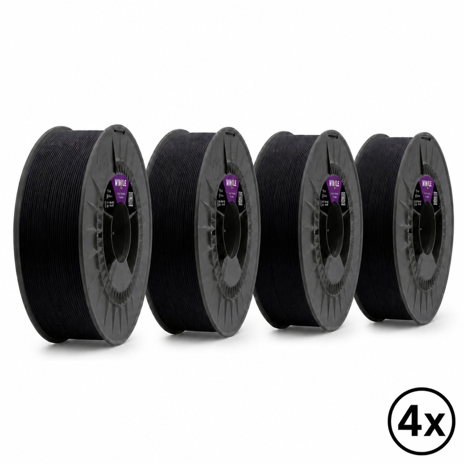 Winkle ASA 3D Filament - Filament voor 3D printer - Hoge Nauwkeurigheid - Zwart - Ø 1,75 mm - 4x1 kg 4x Zwart