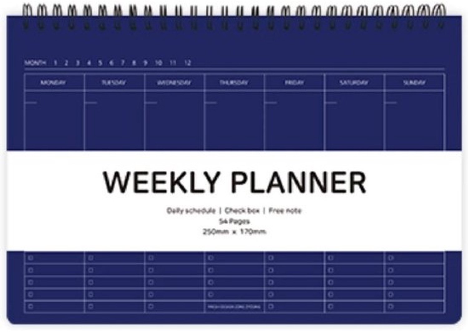 Weekplanner - Agenda en notitieboek - Wekelijks plannen - Ringbandontwerp - 250x170mm - Donkerblauw