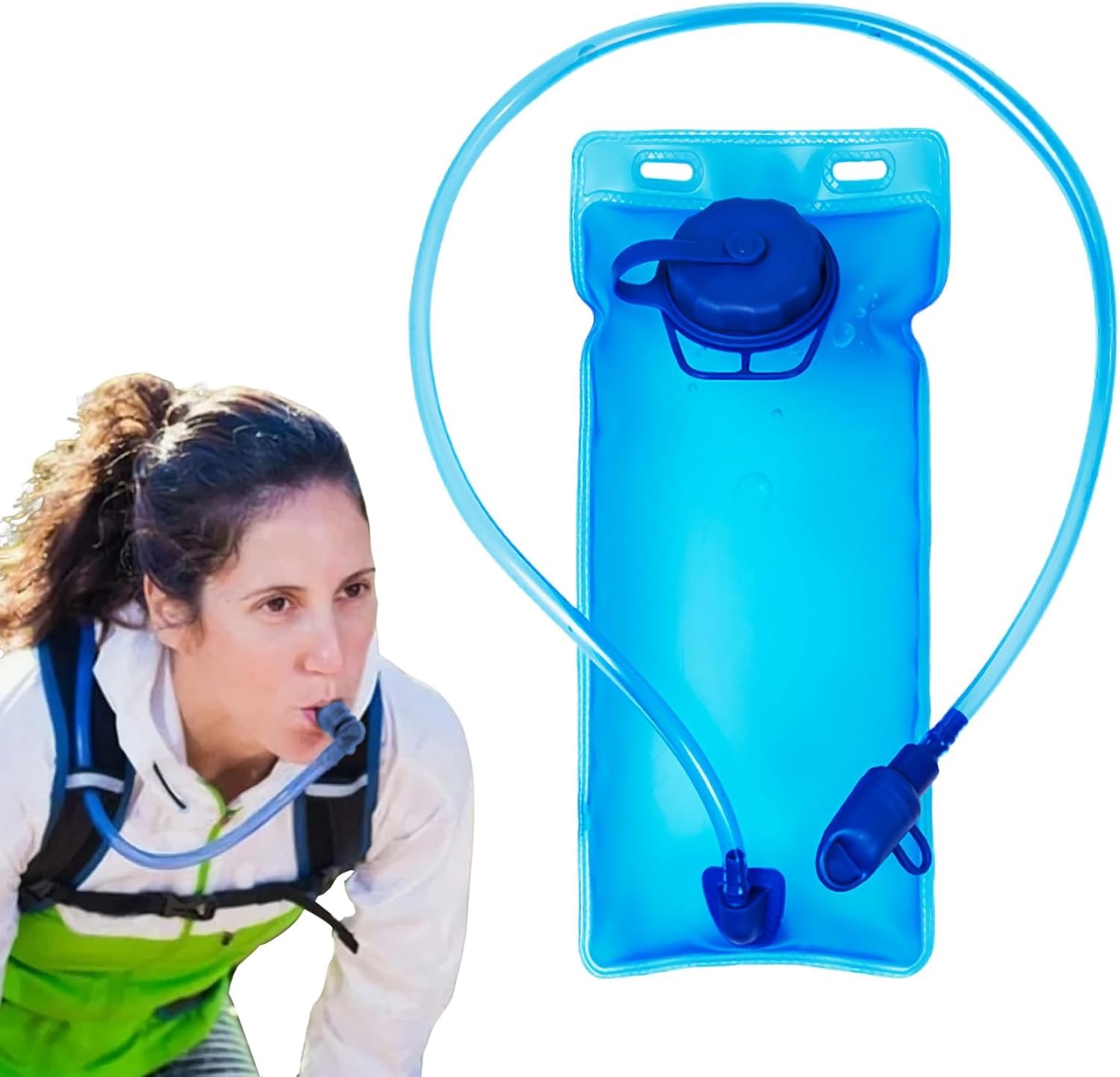 Waterzak 2L – Rugzak Accessoire - voor sport en outdoor - Waterreservoir met grote opening - Voor fietsen, wandelen en kamperen - Incl Slang - Drinkzak - Anti-lek draaidop en drinktuit - Universeel - Blauw