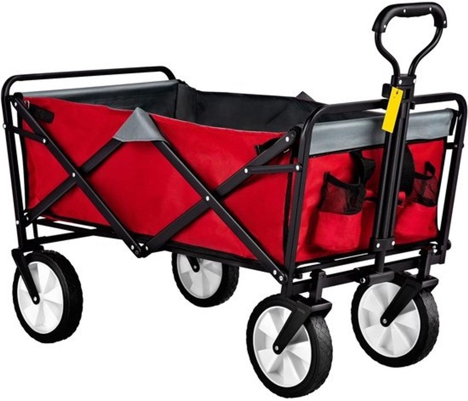 Vouwbare outdoorwagen - Kampeerwagen en strandkar - Vervoer voor spullen - Grote all-terrainwielen - 80 kg draaglast - Rood grijs