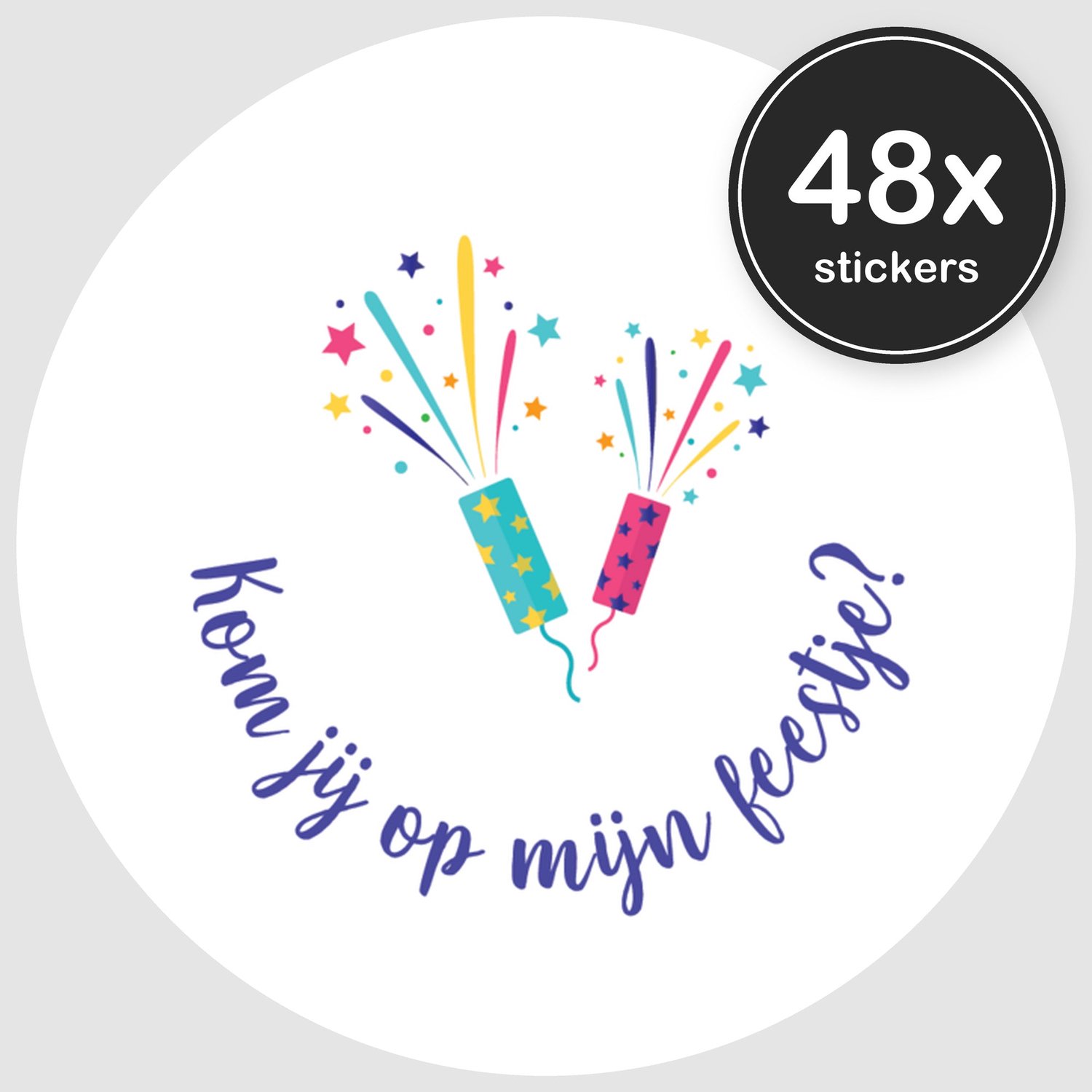 Sluitstickers Verjaardag - 48 stuks - Rond 30 mm - Verjaardag Stickers - Sluitzegel Uitnodiging - Design 085
