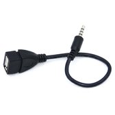 WiseGoods AUX Kabel 3,5 mm Mini Jack naar USB 2.0 Adapter - OTG Converter Omvormer - Audio Male naar Female - 20 cm Zwart