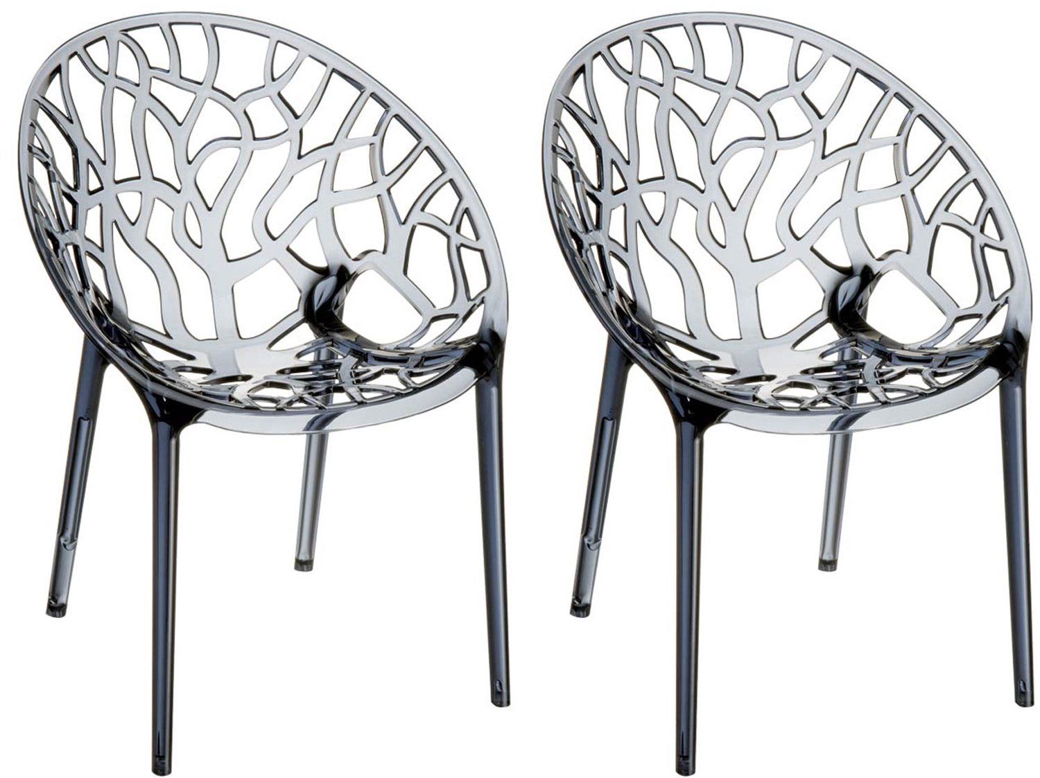 CLP CRYSTAL Tuinstoelen - Set van 2 - Stapelbaar - Polypropyleen - grijs