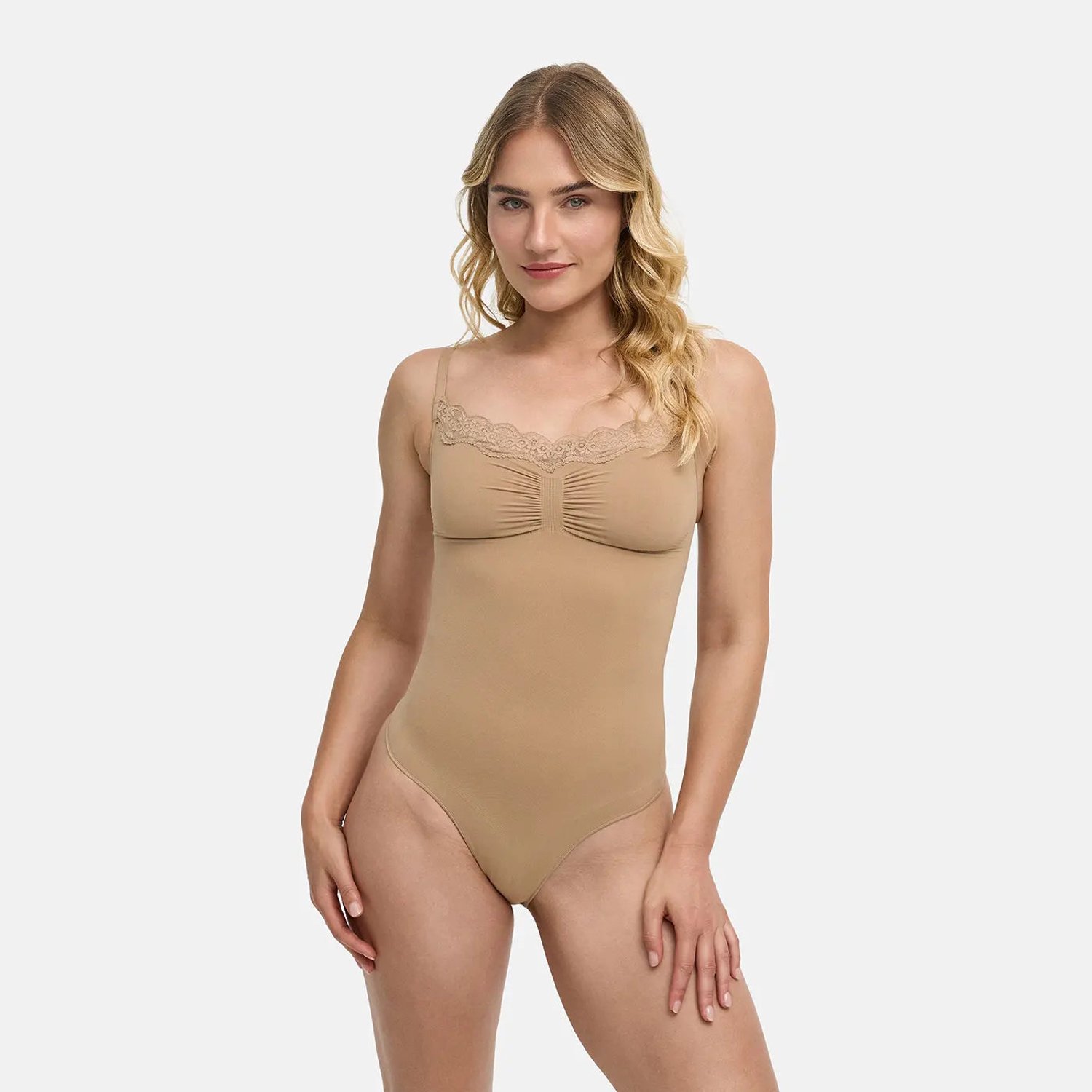 cfab Corrigerende bodysuit met kant - Beige - Corrigerende Body - Naadlos - corrigerend ondergoed dames