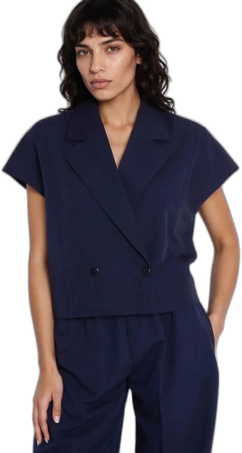 Korte dubbele knoopjas dames Nife Navyblue