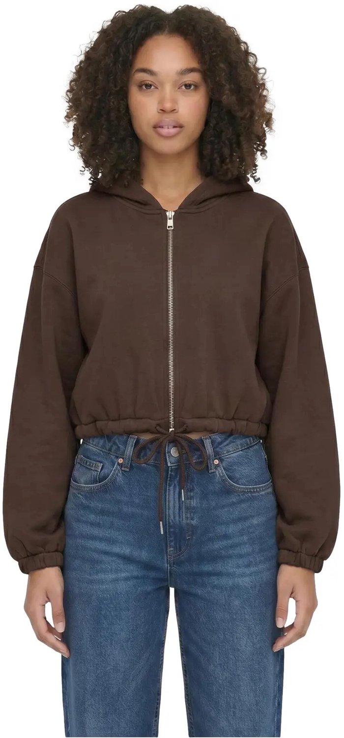 Dames Korte Dikkere Hoodie Urban Classics Chocolatebrown