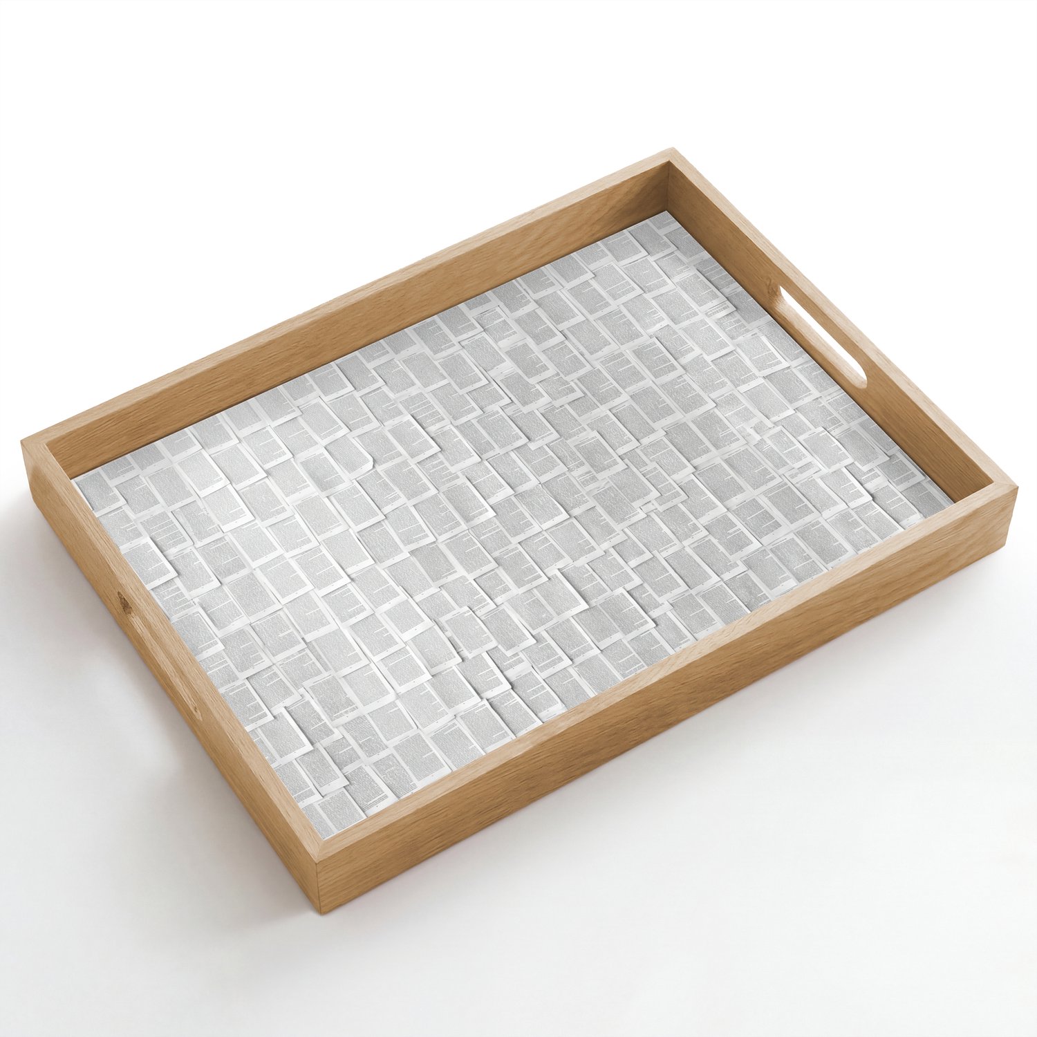 Dienblad hout 50x35 cm - Schootdienblad - Papier - Overlappend - Textuur - Modern - Wit - Borrelplank rechthoek - Plateau dienbladen