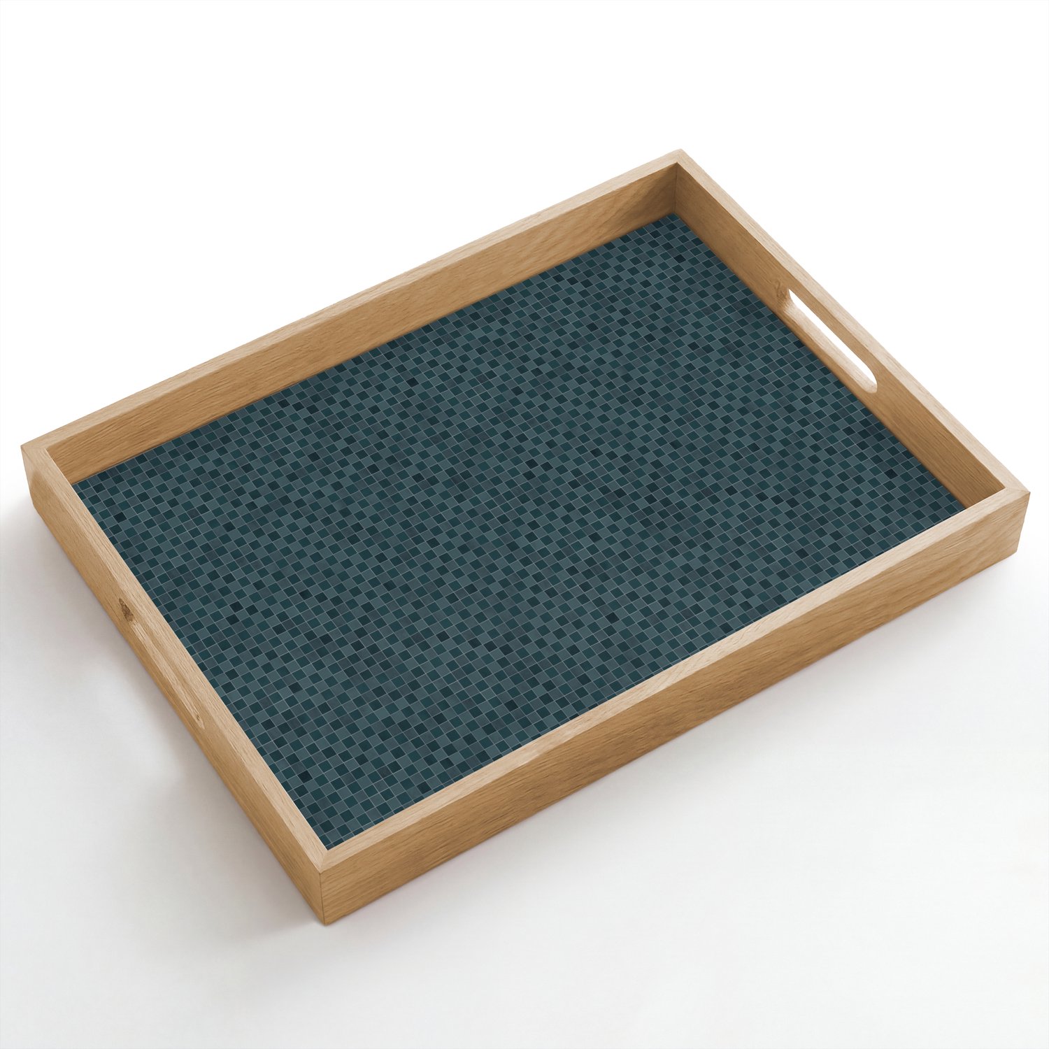 Dienblad hout 50x35 cm - Schootdienblad - Patroon - Mozaïek - Groen - Borrelplank rechthoek - Plateau dienbladen