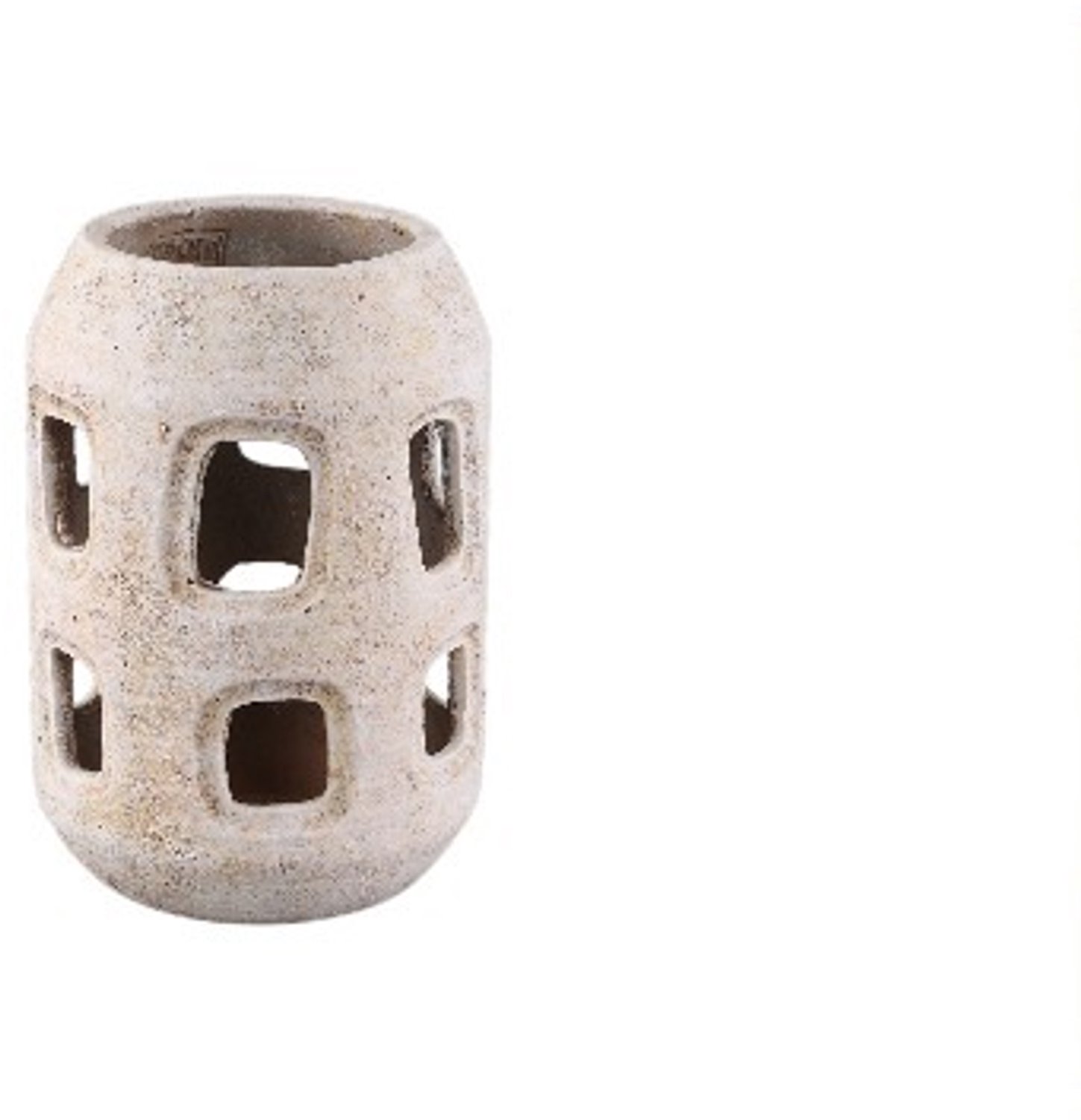 PTMD Tayla windlicht - Cement - Antiek wit - 17 x 25 cm - Small