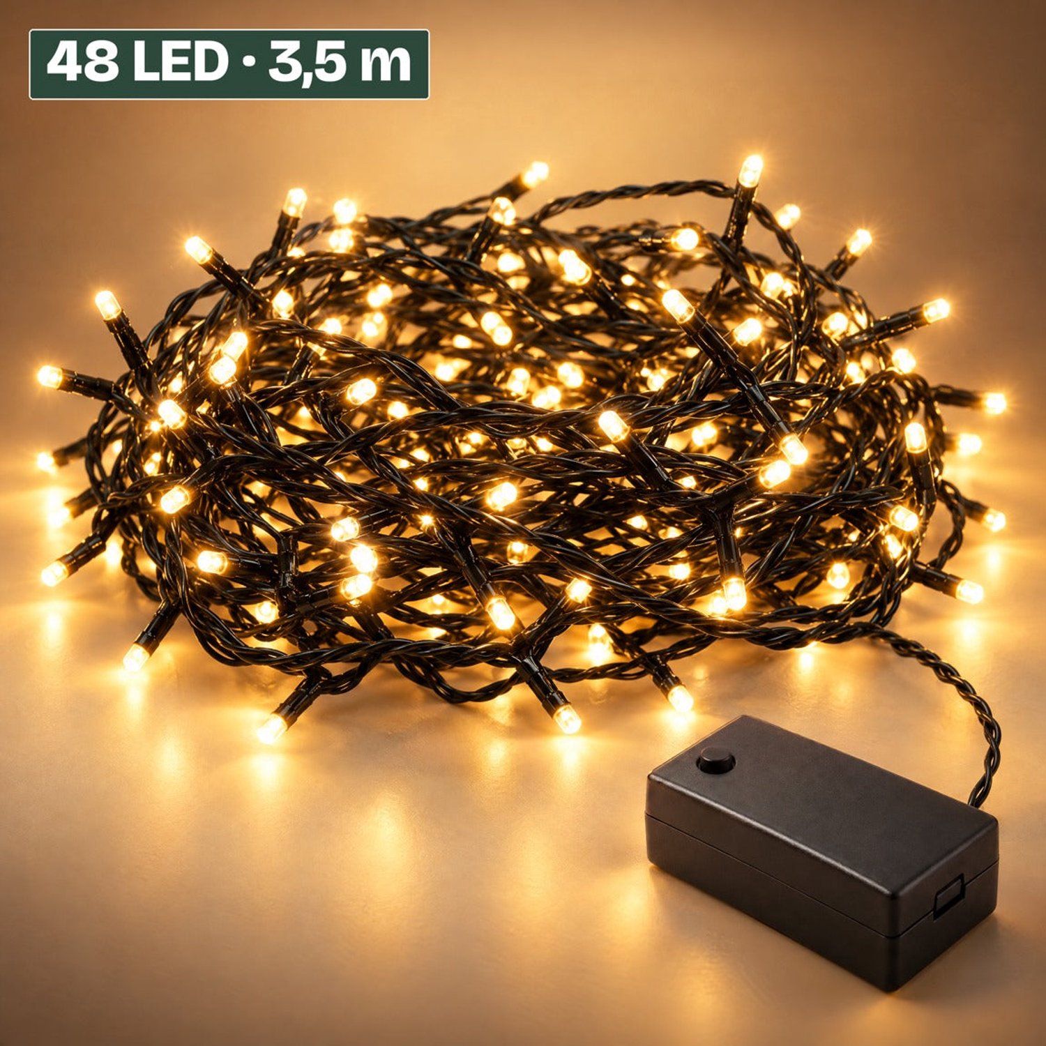 Levano Kerstverlichting 48 LED 3,5 m - Lichtsnoer voor Binnen - LED Verlichting - Kerstlampjes op Batterij - Kerstboomverlichting - Lichtslinger Kinderkamer - Kerstlichtjes - Verlichting op Batterijen - Kerstverlichting met Timer