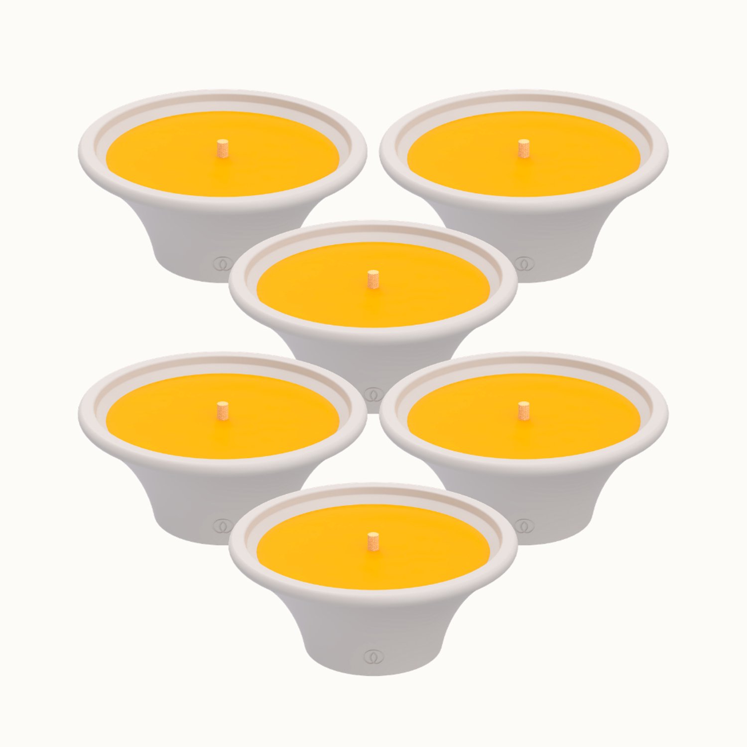 SPAAS Citronella Buitenkaars in witte Terracottaschaal – Levendig Geel – circa 9u – 6 tuinkaarsen