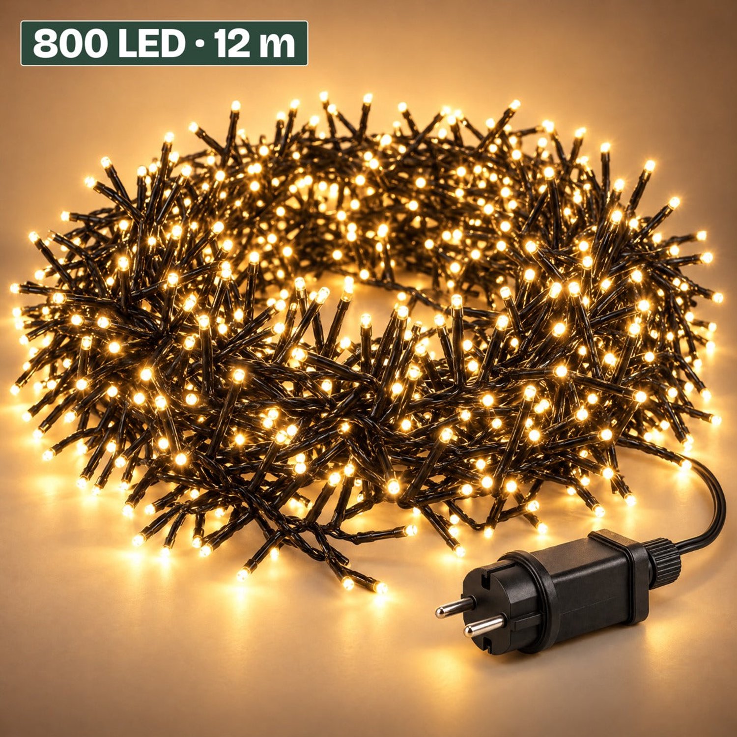 Levano Kerstverlichting Buiten - 800 LED 12 m Warm Wit - Kerstboomverlichting - Clusterverlichting - Kerstlampjes - Lichtsnoer Binnen en Buiten - Lichtslinger Binnen - Kerstlichtjes - Buitenverlichting Kerst - LED Kerstverlichting met Timer